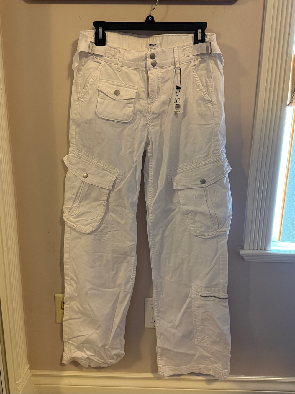 Garage White Cargo Pants with Utility Pockets
